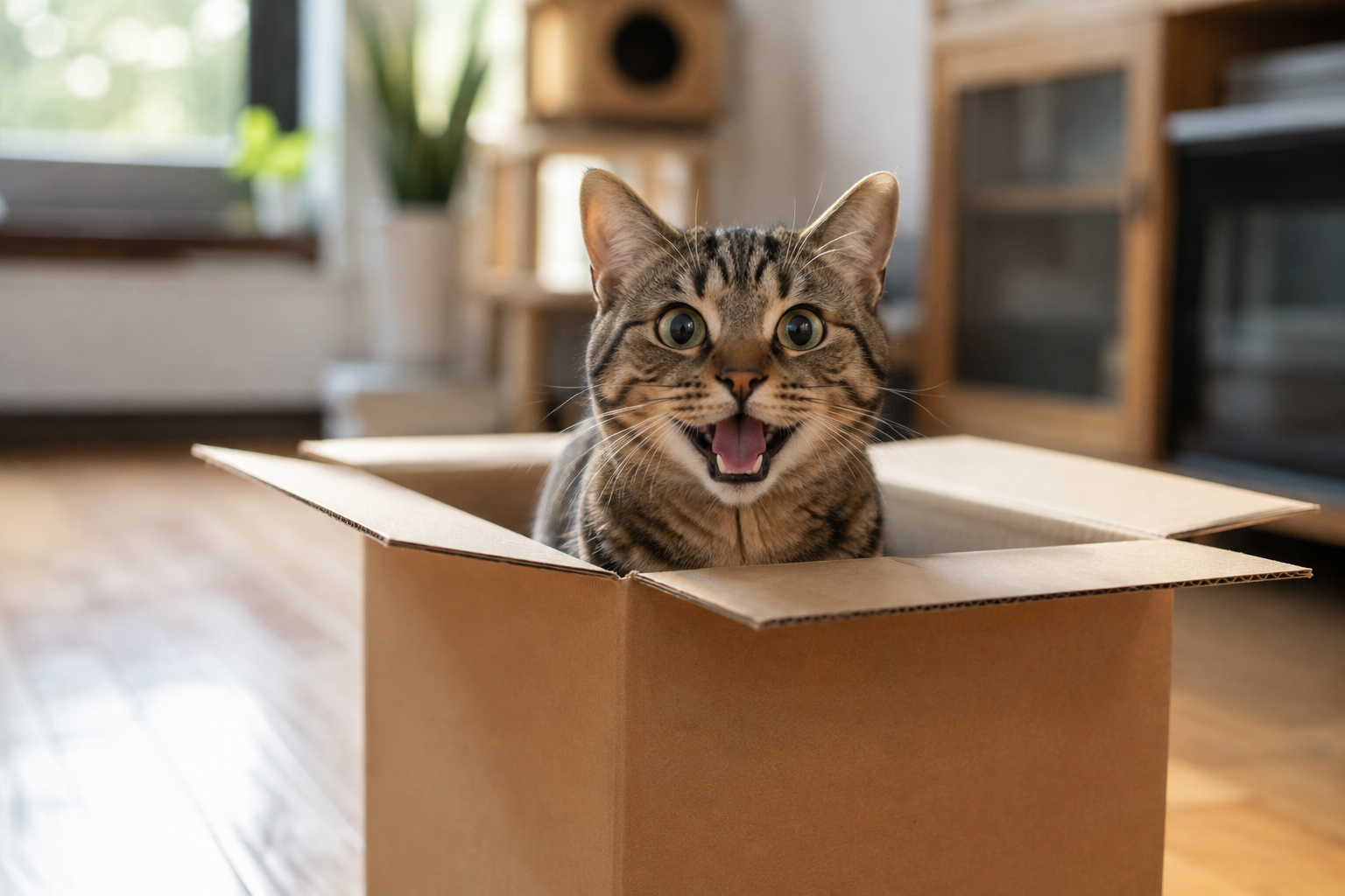 Kebahagiaan Sederhana Kucing Saat Menemukan Kotak Dus Baru