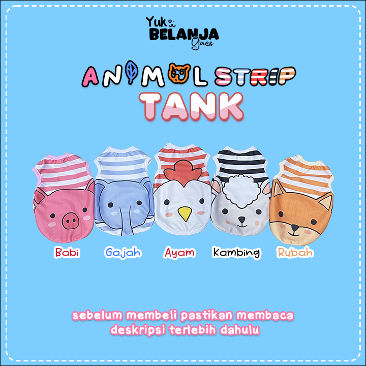 Baju Kucing Bahan Poliester Animal Strip Tank Series / Baju Kucing Nyaman Terlaris!