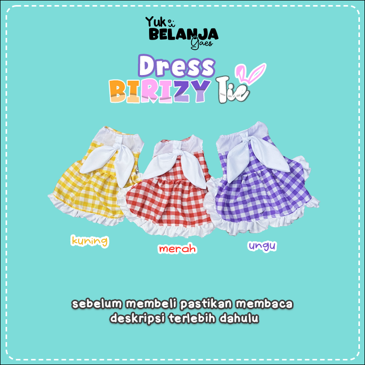 Baju Kucing Bahan Katun Dress Birizy-Tie Series / Baju Kucing Nyaman Terlaris!