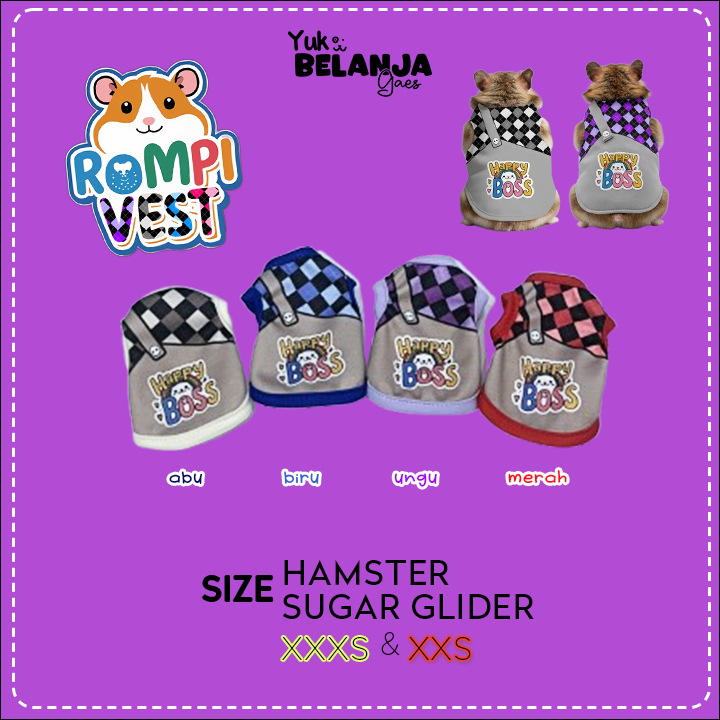Baju Sugar Glider / Hamster Kaos Rompi Vest Tank size XXS dan XXXS!