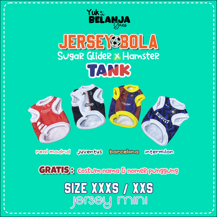 [𝗕𝗜𝗦𝗔 𝗖𝗢𝗦𝗧𝗨𝗠 𝗡𝗔𝗠𝗔] Baju Sugar Glider / Hamster Jersey Bola Tank / bahan nyaman size XXS & XXXS!