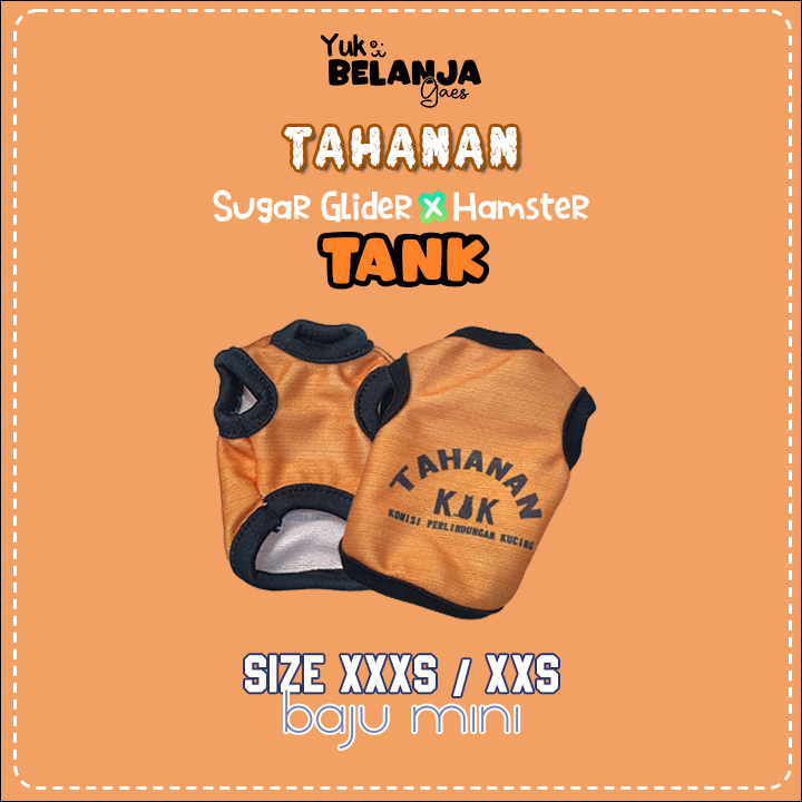 Baju Sugar Glider / Hamster KPK Tank / bahan nyaman size XXS dan XXXS!