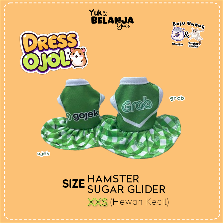 Baju Sugar Glider / Hamster Dress Ojek Online untuk Hewan Kecil size XXS!