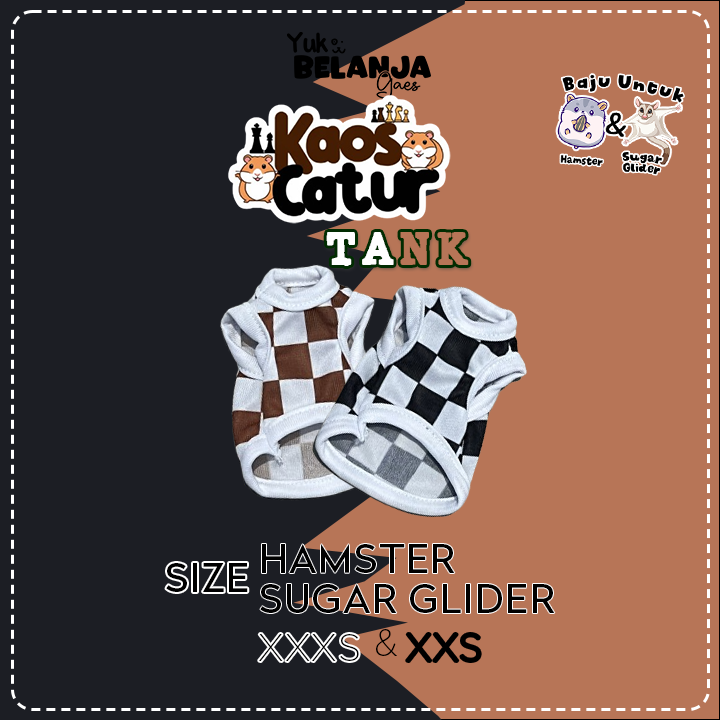Baju Sugar Glider / Hamster Catur Tank / bahan nyaman size XXS & XXXS!