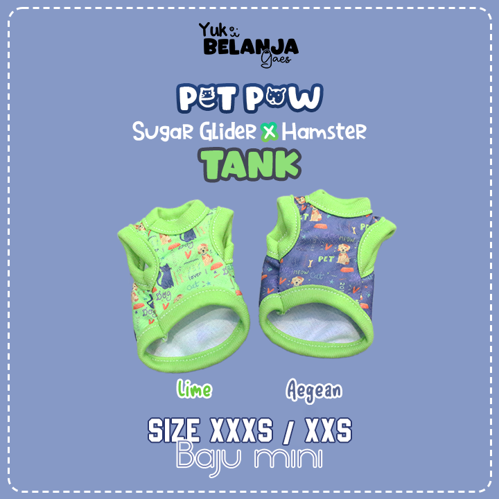 Baju Sugar Glider / Hamster PETPAW Tank / bahan nyaman size XXS & XXXS!