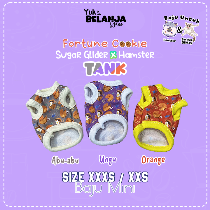 Baju Sugar Glider / Hamster Gong Xi Cookie Tank / bahan nyaman size XXS dan XXXS!