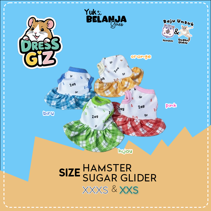Baju Sugar Glider / Hamster Dress Giz Animal untuk Hewan Kecil size XXS!