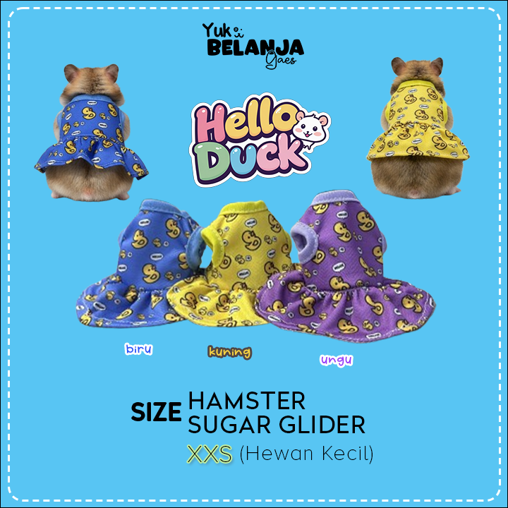 Baju Sugar Glider / Hamster Dress Hello Duck Untuk Hewan Kecil size XXS dan XXXS!