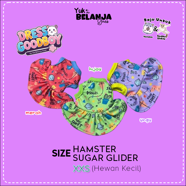 Baju Sugar Glider / Hamster Dress Goodboy untuk Hewan Kecil size XXS!
