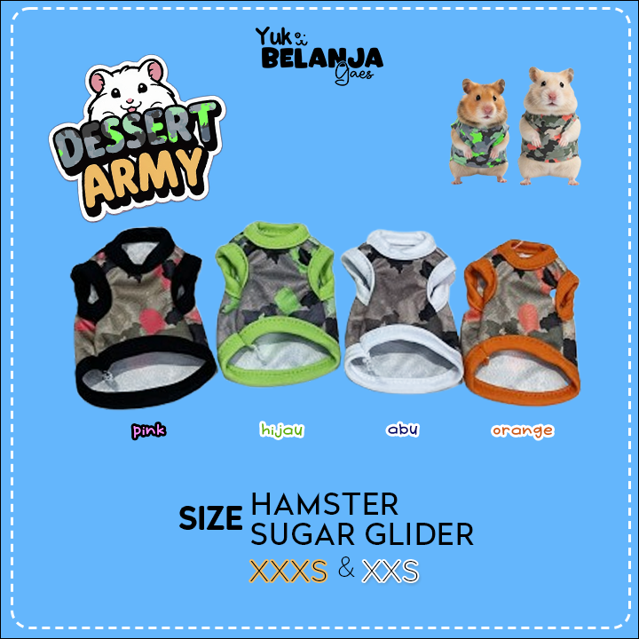 Baju Sugar Glider / Hamster Kaos Dessert Army Tank size XXS dan XXXS!