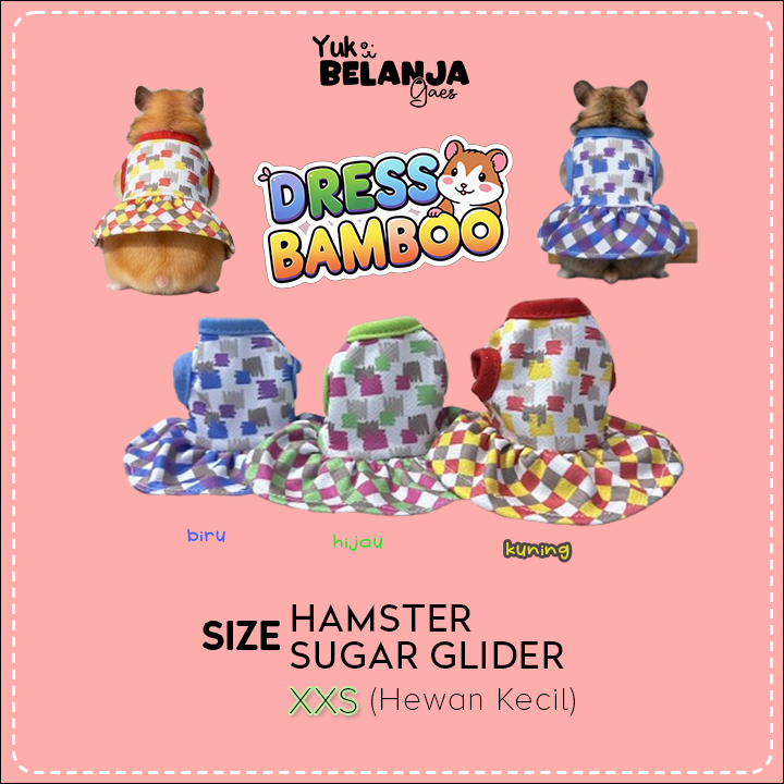Baju Sugar Glider / Hamster Dress Bamboo Lucu Untuk Hewan Kecil size XXS!