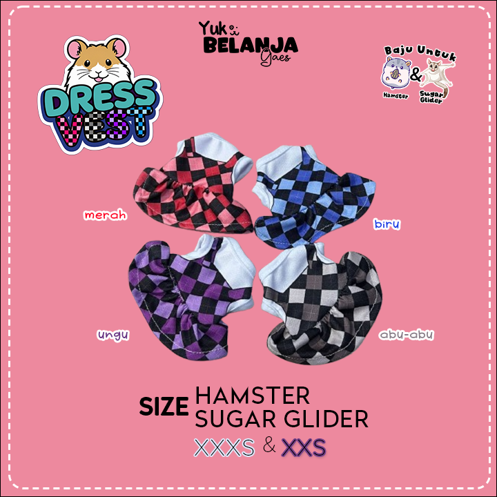 Baju Sugar Glider / Hamster Dress Vest untuk Hewan Kecil size XXS!