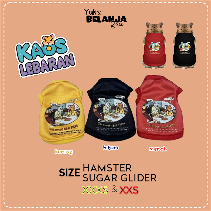 Baju Sugar Glider / Hamster Kaos Lebaran Tank size XXS dan XXXS!