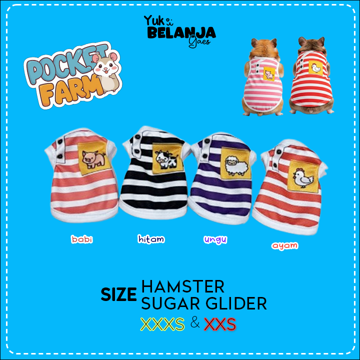 Baju Sugar Glider / Hamster Kaos Pocket Farm Tank size XXS dan XXXS!
