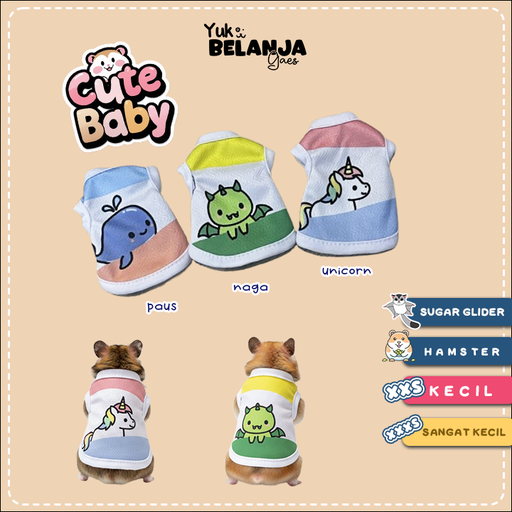 Baju Sugar Glider / Hamster Cute Baby Tank size XXS dan XXXS!