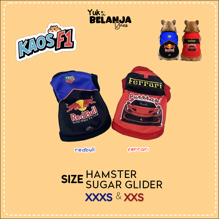 Baju Sugar Glider / Hamster Kaos Formula One Tank size XXS dan XXXS!