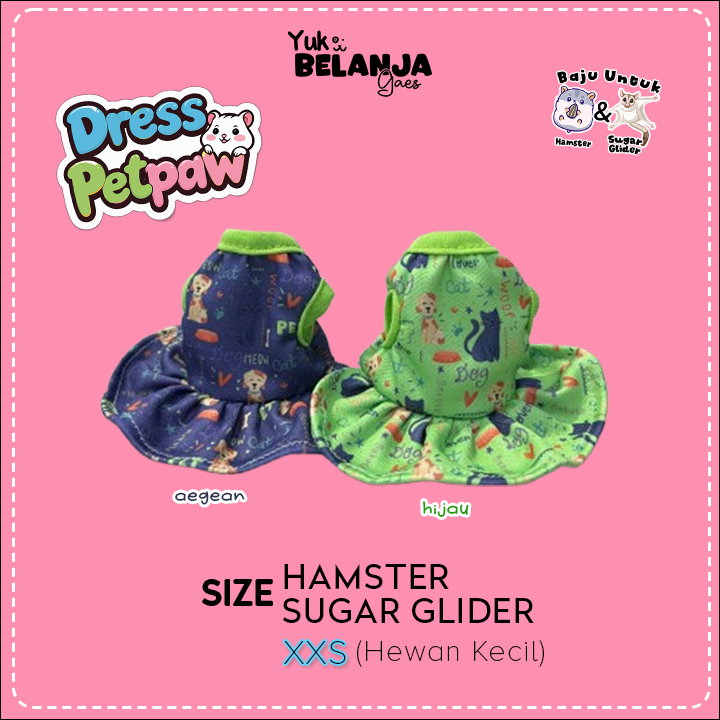 Baju Sugar Glider / Hamster Dress Pet Paw untuk Hewan Kecil size XXS!
