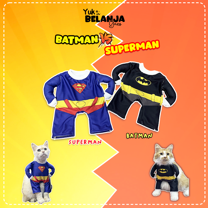 Kostum Superhero Batman Vs Superman / Baju Kucing Lucu Nyaman Terlaris!