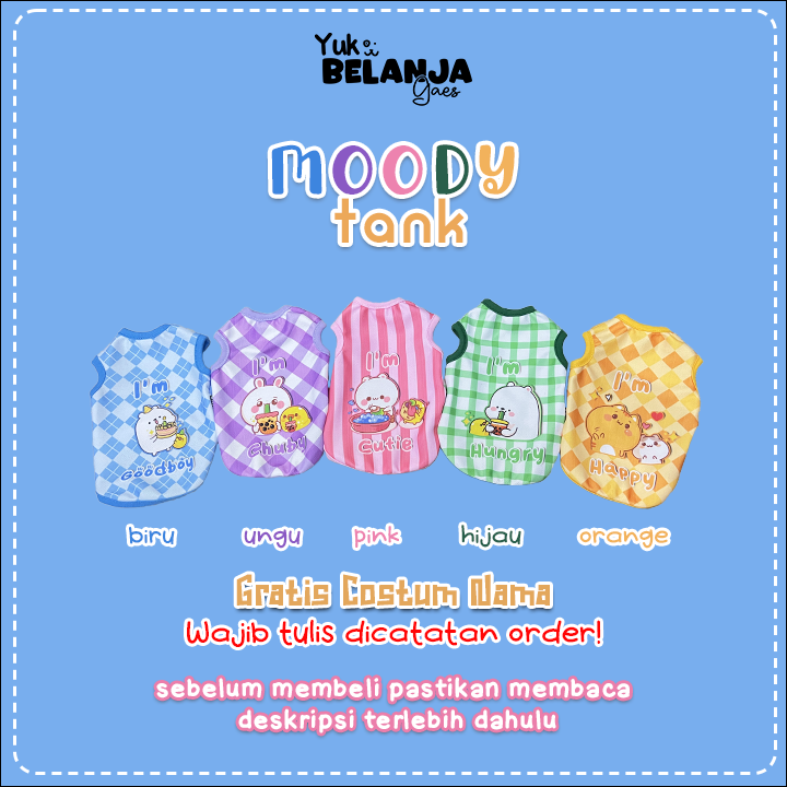 [𝗕𝗜𝗦𝗔 𝗖𝗢𝗦𝗧𝗨𝗠 𝗡𝗔𝗠𝗔] Baju Kucing Bahan Poliester Moody Tank Series / Baju Kucing Lucu Nyaman Terlaris!