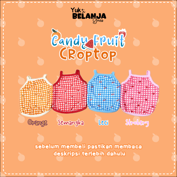 Baju Kucing Bahan Poliester Croptop Candy Fruit Series / Baju Kucing Lucu Nyaman Terlaris!