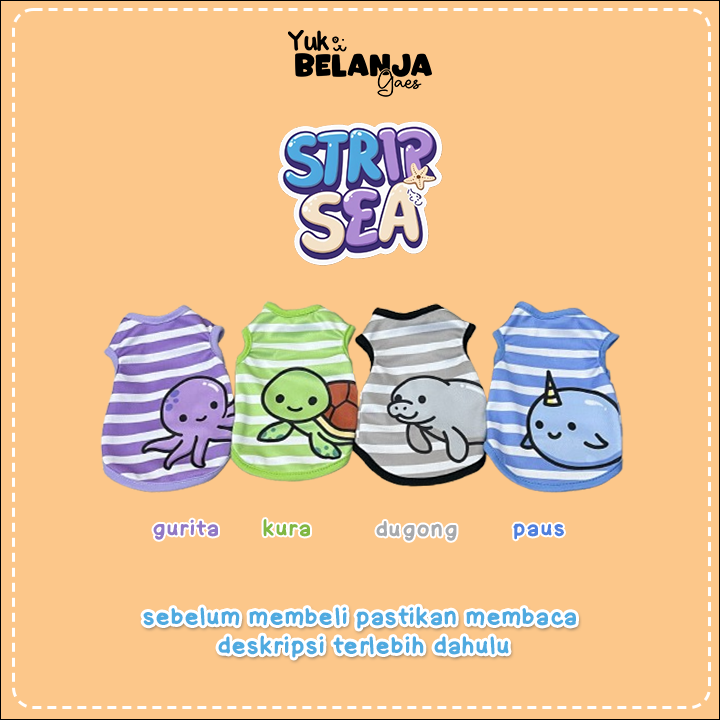 Baju Kucing Bahan Poliester Kaos Strip Sea Tank / Baju Kucing Size S-XXL