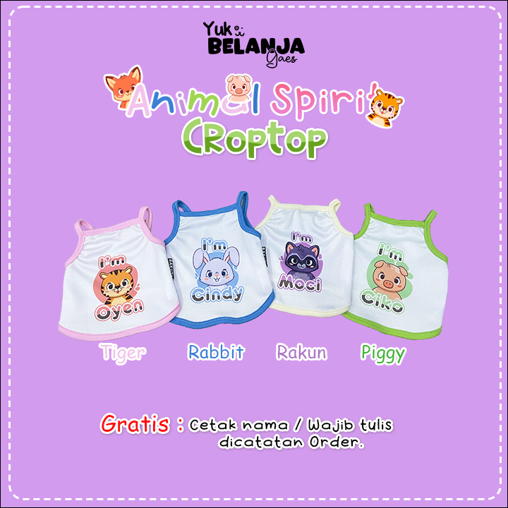 [𝗕𝗜𝗦𝗔 𝗖𝗢𝗦𝗧𝗨𝗠 𝗡𝗔𝗠𝗔] Baju Kucing Poliester Croptop Animal Spirit / Baju Kucing Lucu Nyaman Terlaris!