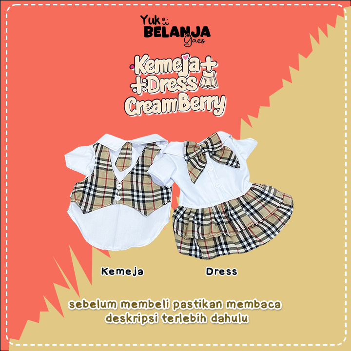 Kemeja Dress Baju Kucing Couple / Kemeja Dress Creamberry / Baju Kucing Lucu Terlaris!