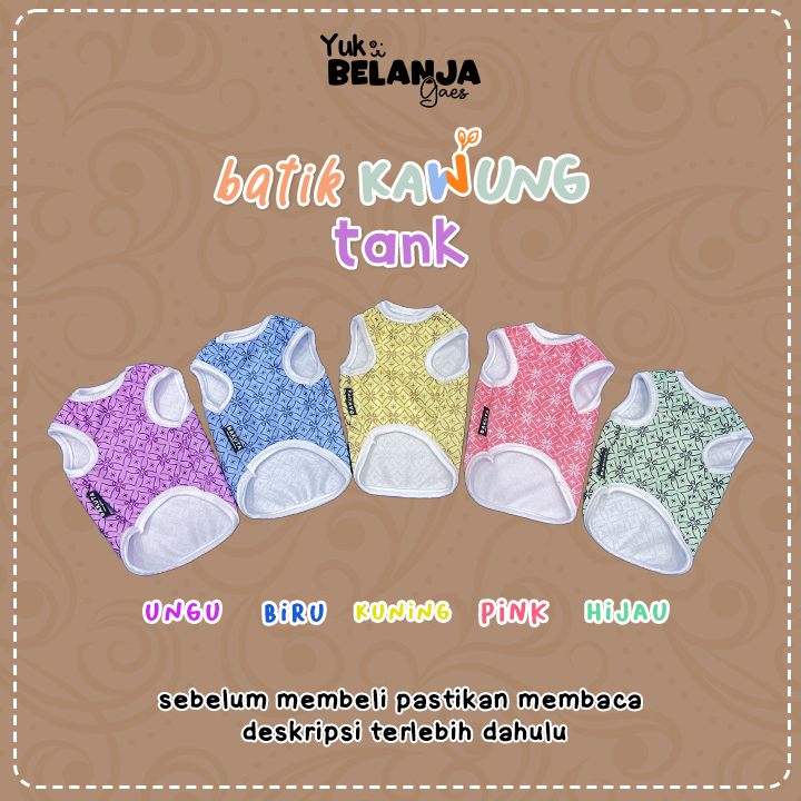 Baju Kucing Bahan Poliester Batik Kawung Tank Series / Baju Kucing Lucu Nyaman Terlaris!