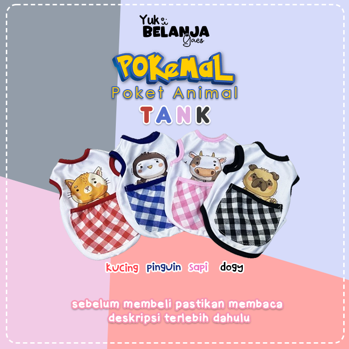 BAJU KUCING BAHAN POLIESTER POKEMAL TANK SERIES / Baju Kucing Lucu Nyaman Terlaris!